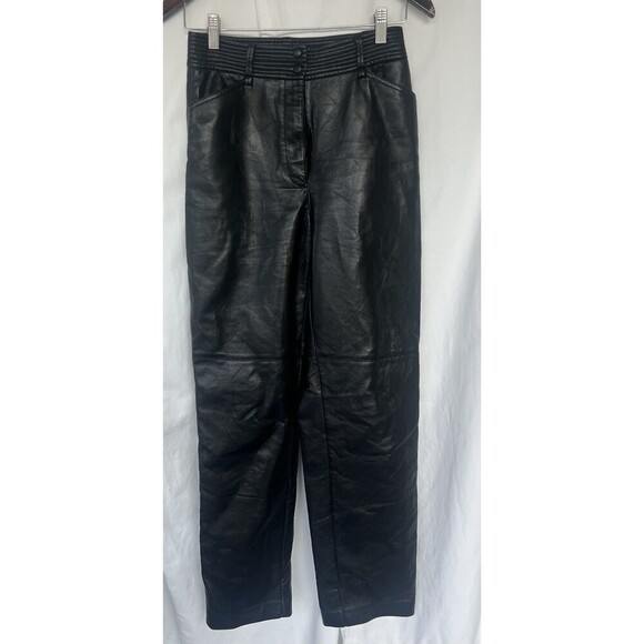 Aritzia Wilfred Faux Leather Straight Leg Funk High Rise Pant Size 4 Grunge Edgy - Picture 1 of 7